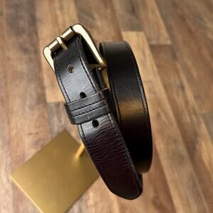 Duluth Trading Co Lifetime Leather Belt Men's‎ 46 Black Solid Brass Buckle 6776